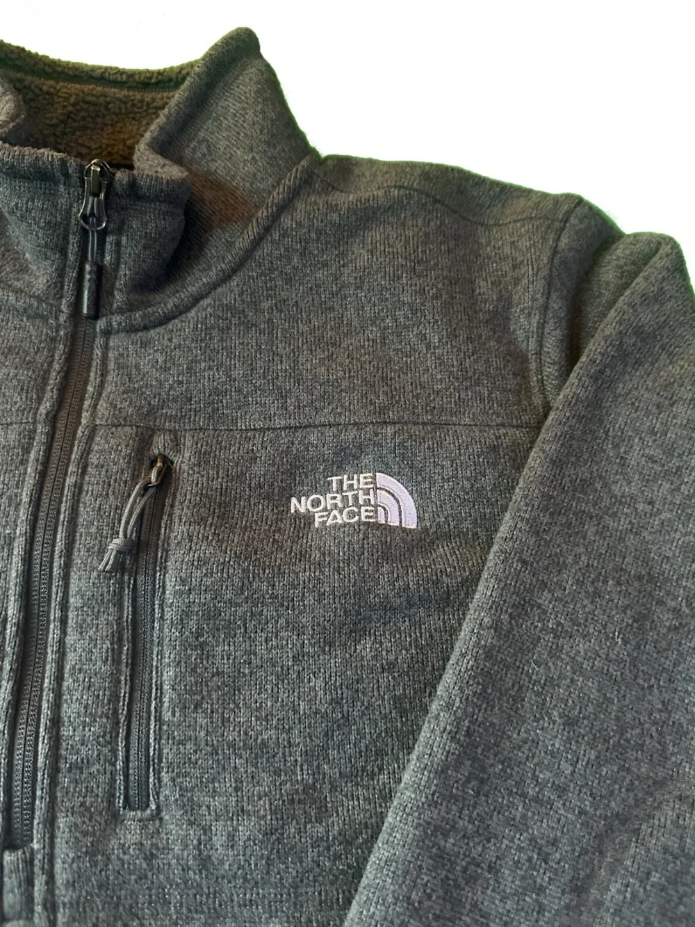 The North Face Sherpa Lined Quarter Zip Fleece Pullover Charcoal Gray Mens Large
